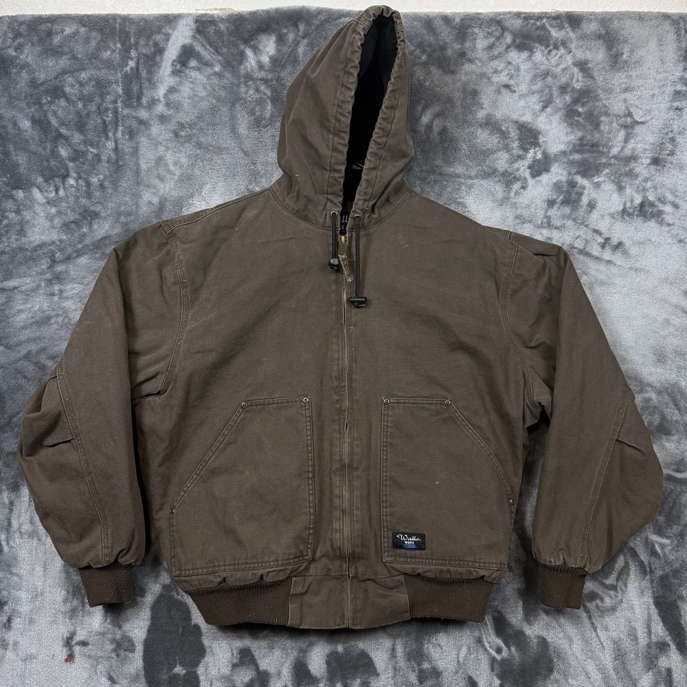 Walls Workwear Hooded Jacket Mens Large Brown Excellent Cotton Duck Canvas Coat